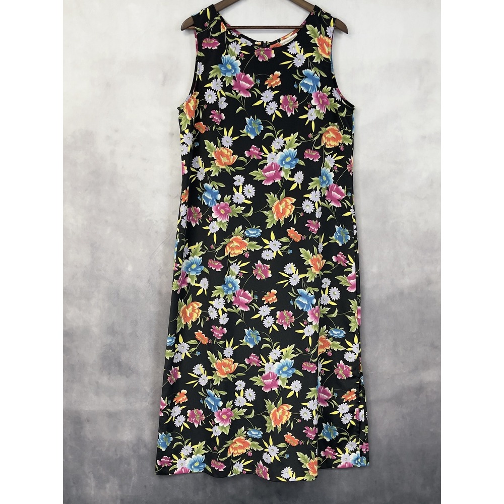 Coldwater Creek Floral Dress Women XL Shift Sleeveless Flowy Cottage Boho 90s
